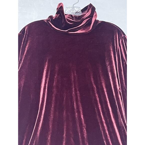 Susan Graver Velvet Turtleneck Womens 1X Purple Burgundy Long Sleeve Pullover - Picture 3 of 13